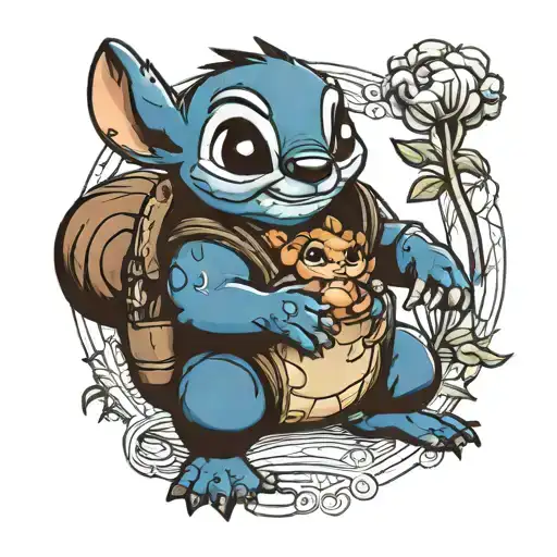 stitch holding dale the chipmunk tattoo design idea