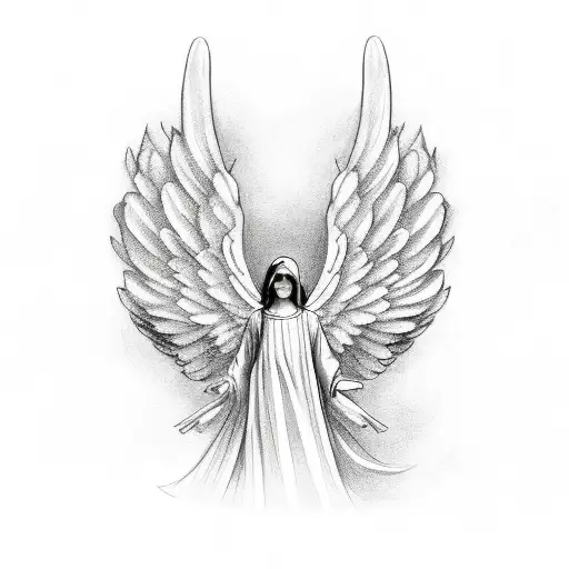 baby Angel and three crosses tattoo design idea