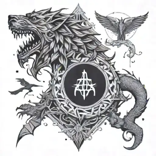 A scene from the TV show 'Game of Thrones' with a modern twist tattoo design idea