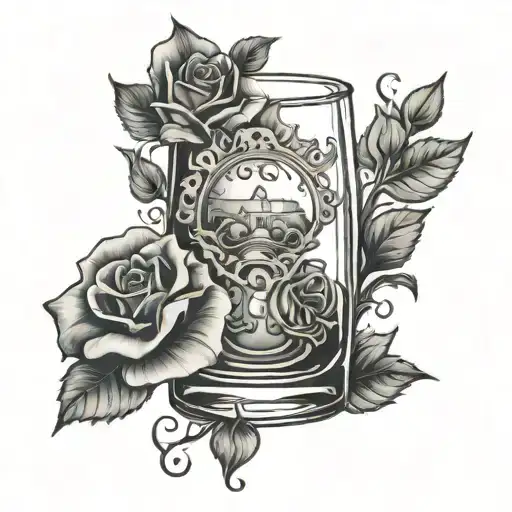 glass half empty never full" tattoo design idea