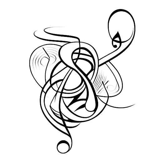 A minimalist tattoo of a music note intertwined with a gavel, representing the client's passion for both music and their occupation as a defense attorney. tattoo design idea