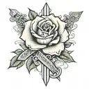 sword rose canary tattoo design idea
