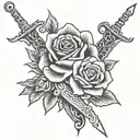 sword rose canary tattoo design idea