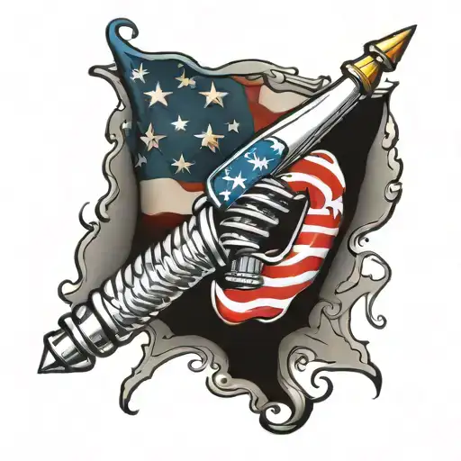 dental implant American flag intertwined tattoo design idea