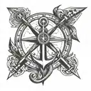 anchor with compass tattoo design idea
