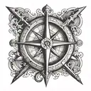 anchor with compass tattoo design idea