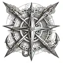 anchor with compass tattoo design idea