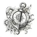 anchor with compass combo tattoo design idea