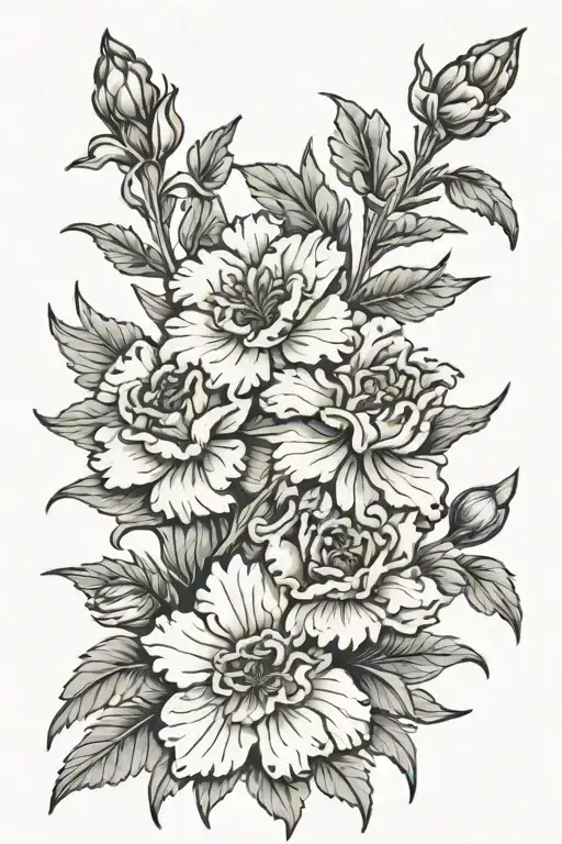 carnations and columbines tattoo design idea
