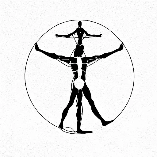 vitruvian man and angel geomatric tattoo tattoo design idea
