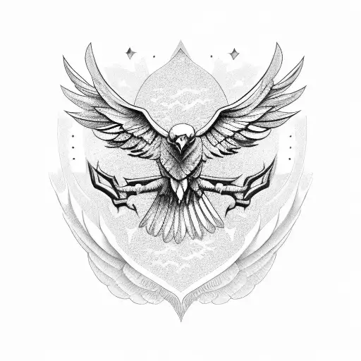 eagle with open wings tattoo design idea