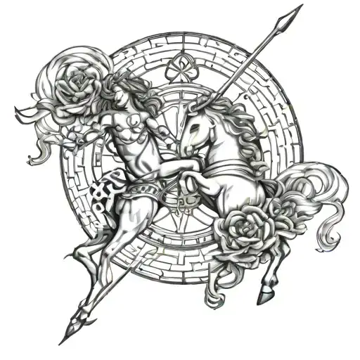 Sagittarius and Libra combined together tattoo design idea