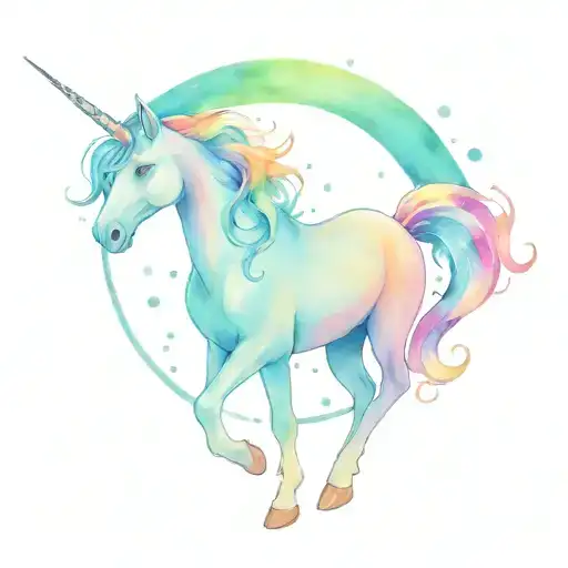 unicorn, Pegasus, rainbow, listen to your heart tattoo design idea