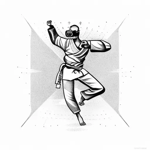 Karate master in a virtual reality world tattoo design idea