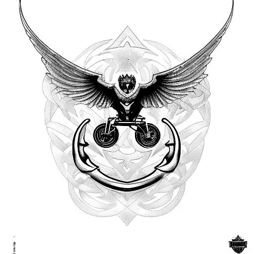 logotipo Harley Davidson con alas de murciélago  tattoo design idea