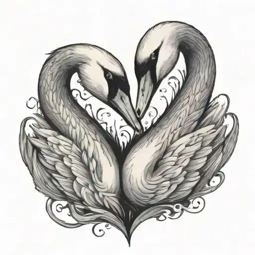 Two swans forming a heart shape with their necks tattoo design idea