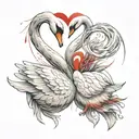 Two swans intertwined in a delicate dance, forming a heart shape with their necks tattoo design idea