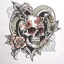 skull inside a heart   tattoo design idea