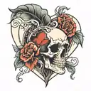 skull inside a heart   tattoo design idea