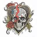 skull inside a heart   tattoo design idea