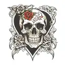 skull inside a heart   tattoo design idea