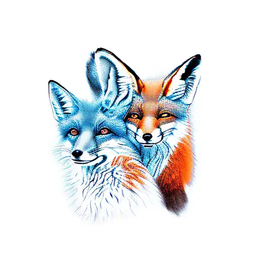 two - headed fox tattoo design idea