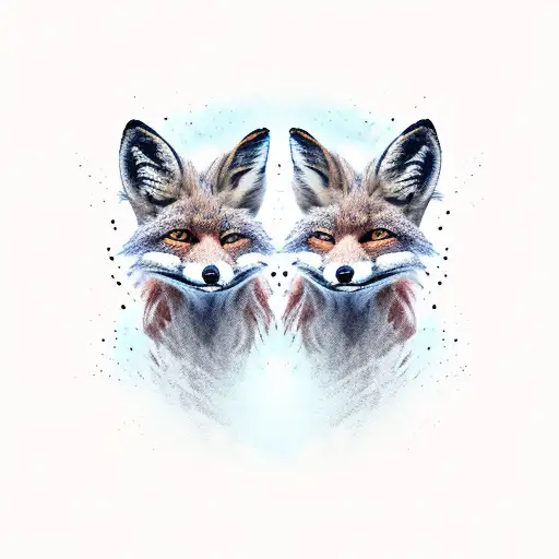 angry two-headed fox tattoo design idea