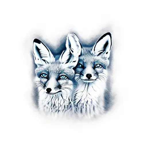 two - headed fox tattoo design idea