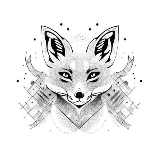 two - headed fox tattoo design idea
