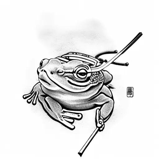 Japanese traditional samurai frog tattoo design idea