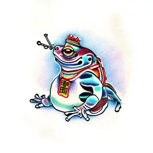 Japanese traditional samurai frog tattoo design idea