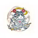 Japanese traditional samurai frog tattoo design idea