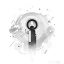 astronaut holding flashlight into space tattoo design idea