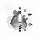astronaut holding flashlight into space tattoo design idea