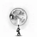 astronaut holding flashlight into space tattoo design idea