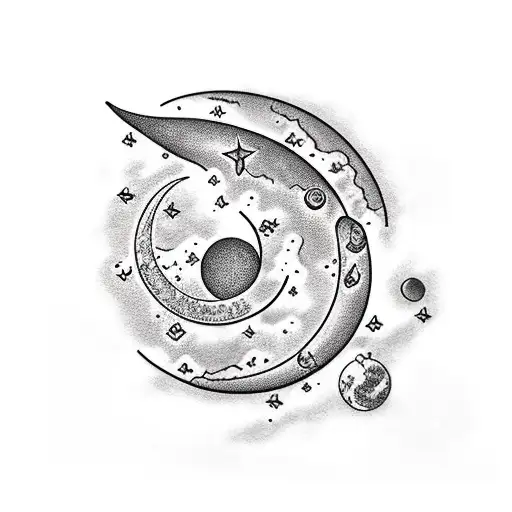 waxing crescent moon with 16.06 tattoo design idea