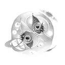 gemini moon tattoo design idea