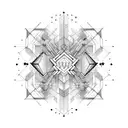 Abstract geometric design inspired by car and motorcycle parts tattoo design idea