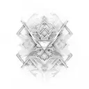 Abstract geometric design inspired by car and motorcycle parts tattoo design idea