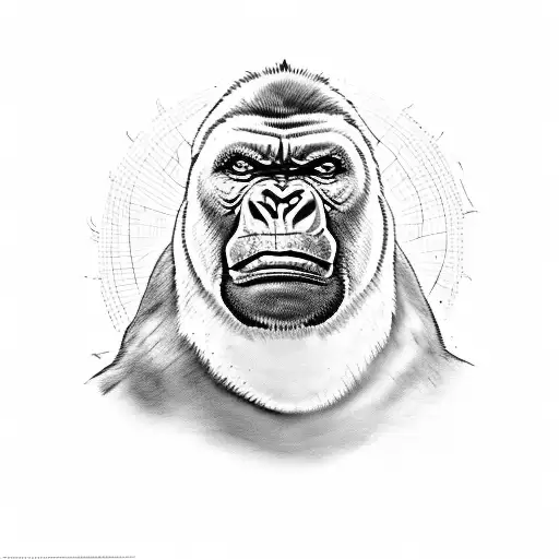 silverback with mouth open tattoo design idea