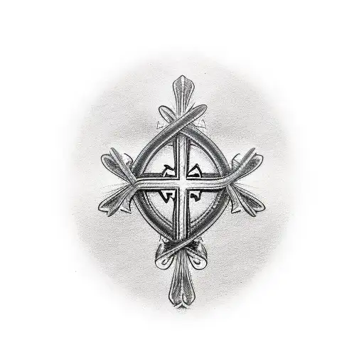 upside down cross with number 28 tattoo design idea