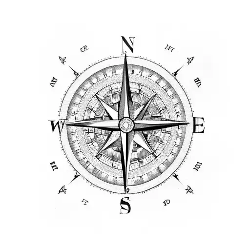 Compass and heart tattoo design idea