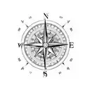 Compass and heart tattoo design idea