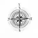Compass and heart tattoo design idea