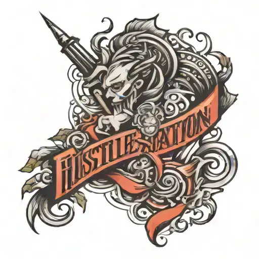 hustle and determination  tattoo design idea