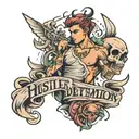 hustle and determination  tattoo design idea
