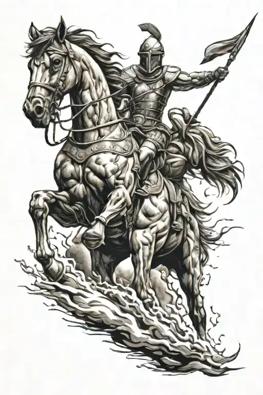 Spartan on the horse tattoo design idea