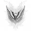 angel and devil wings on a phoenix  tattoo design idea