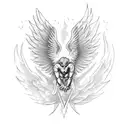 angel and devil wings on a phoenix  tattoo design idea