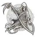 grim reaper with scythe tattoo design idea